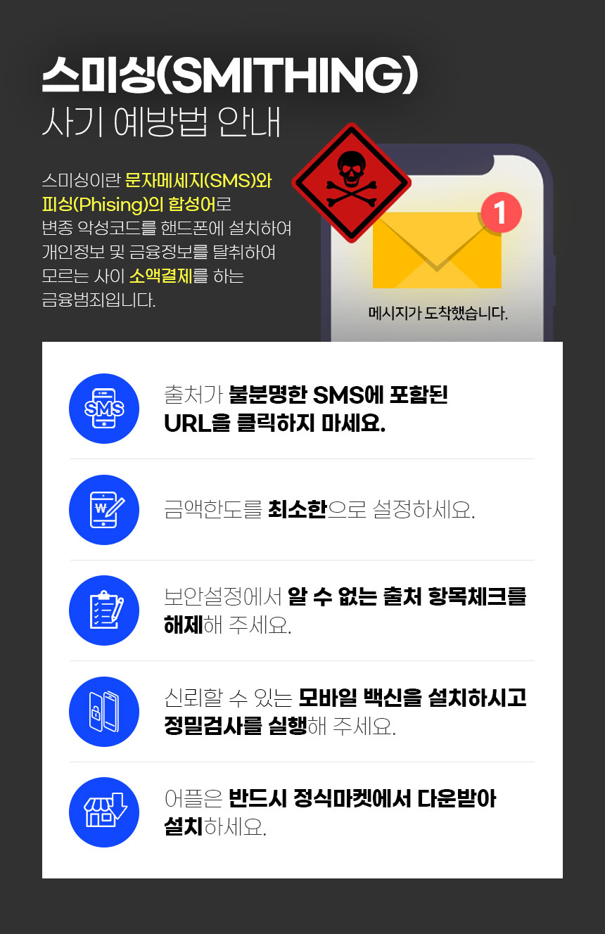 한국비상금협회 스미싱사기예방법